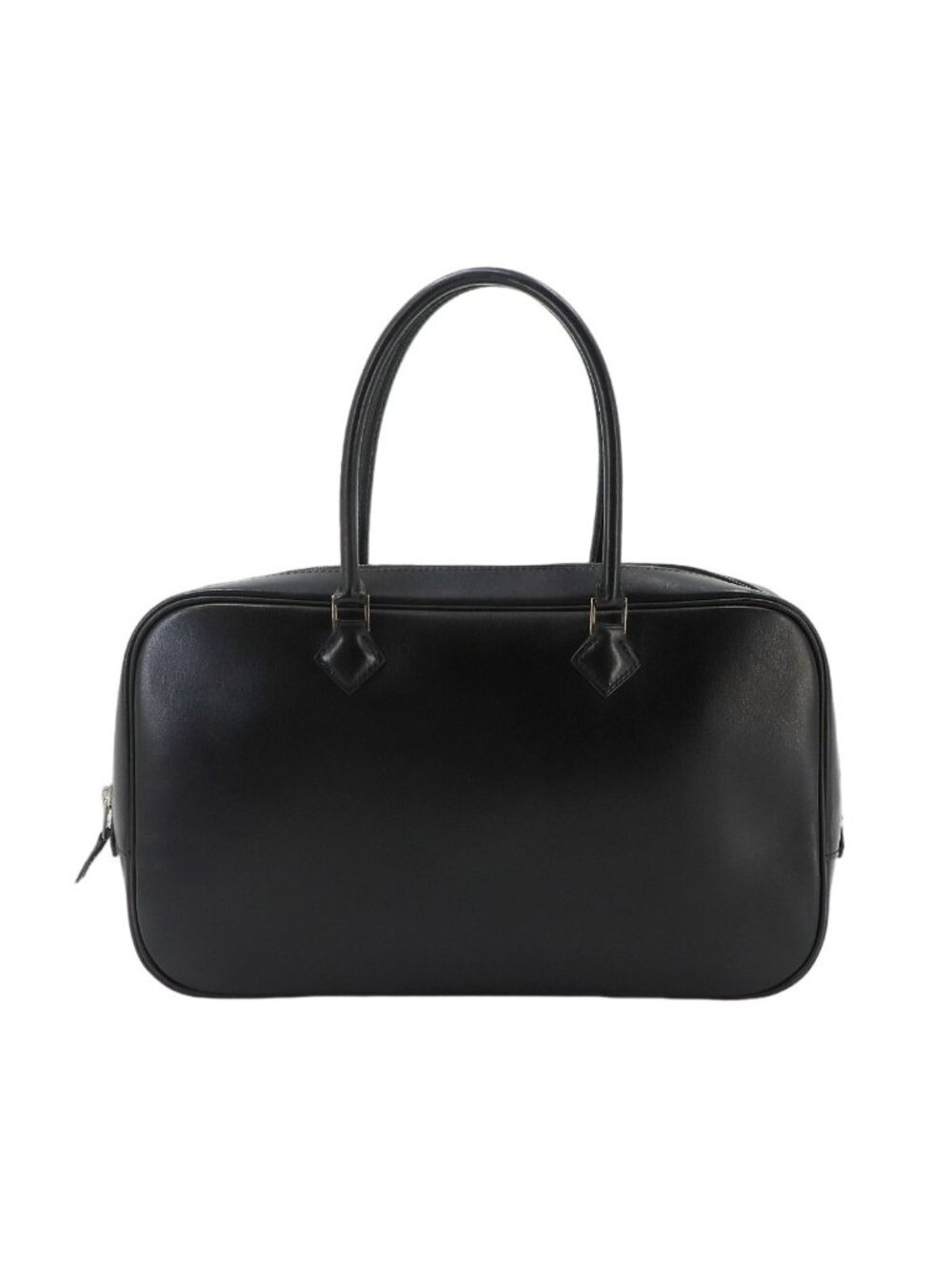 Hermes Plume Elan 28 Hand Bag Box Calf Black Silver